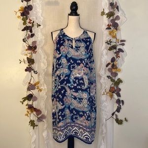 Artisan NY Blue‎ Floral Print Halter Style Sleeveless Dress Size 12